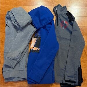Boys Bundle of Hoodies and quarter zipped long sleeve shirt